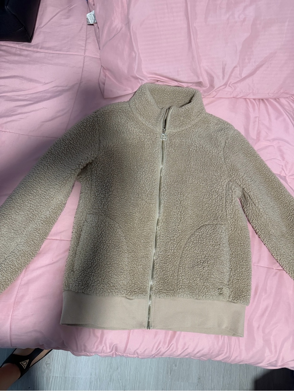 Calvin Klein Tan Sherpa Zip-Up Jacket